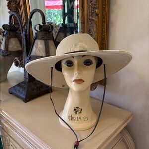 Peter Grimm Cream and Brown Wide-Brimmed Sun Hat